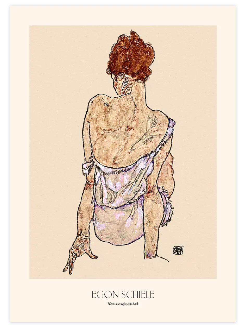 Egon Schiele İç Çamaşırıyla Oturan Kadın - Art Print Ünlü Ressamlar Poster