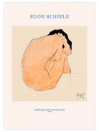 Egon Schiele Seated Male Nude with Black Hair - Art Print