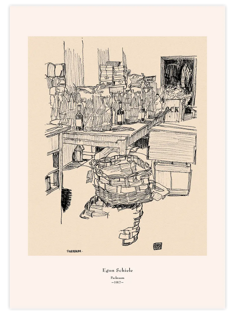 Egon Schiele Packing Room Sketch - Art Print Ünlü Ressamlar Poster