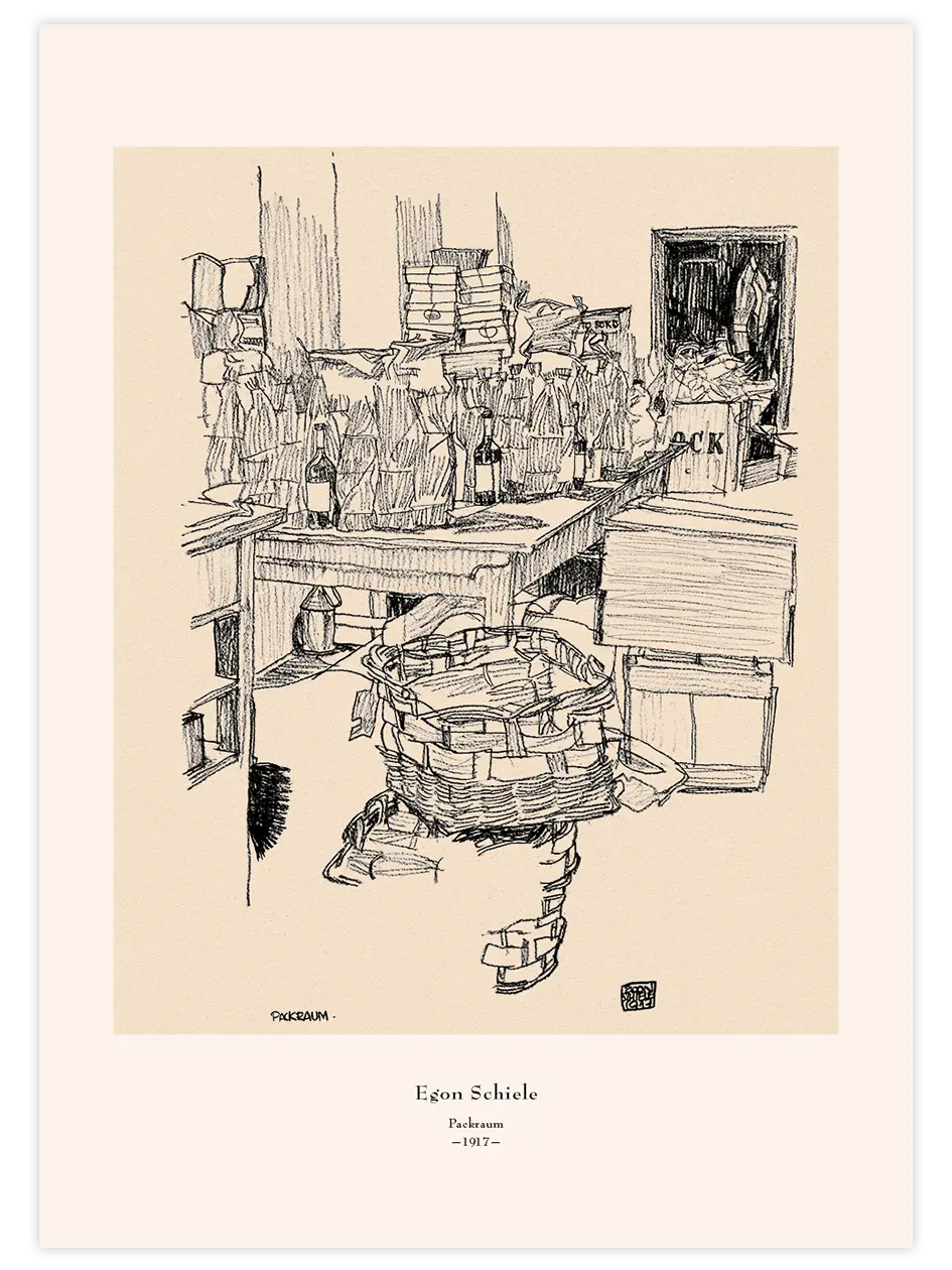 Egon Schiele Packing Room Sketch - Art Print Ürün ana görseli