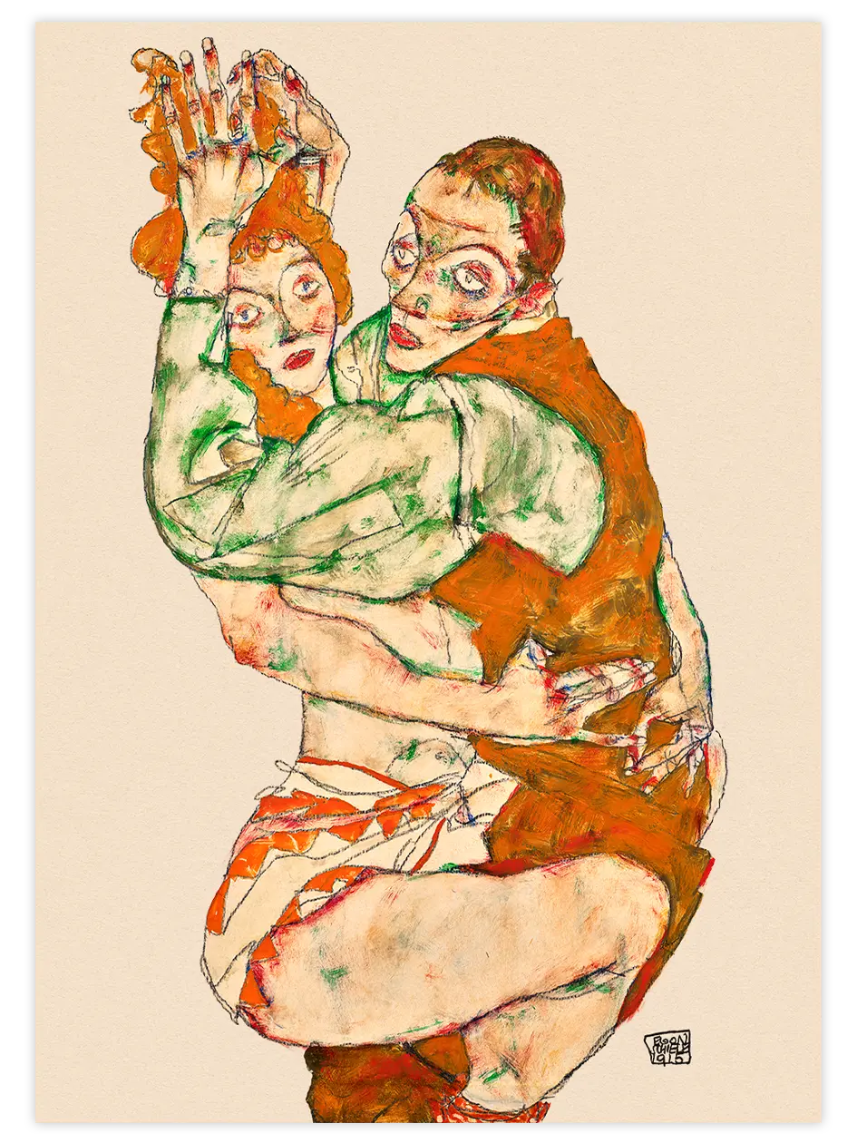 Egon Schiele Lovemaking - Art Print