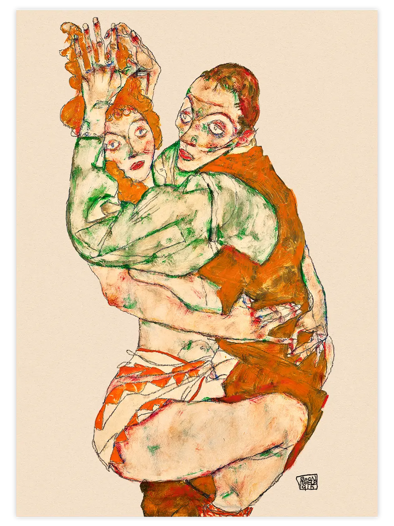 Egon Schiele Lovemaking - Art Print Ünlü Ressamlar Poster
