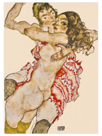 Egon Schiele Two Women Embracing - Art Print