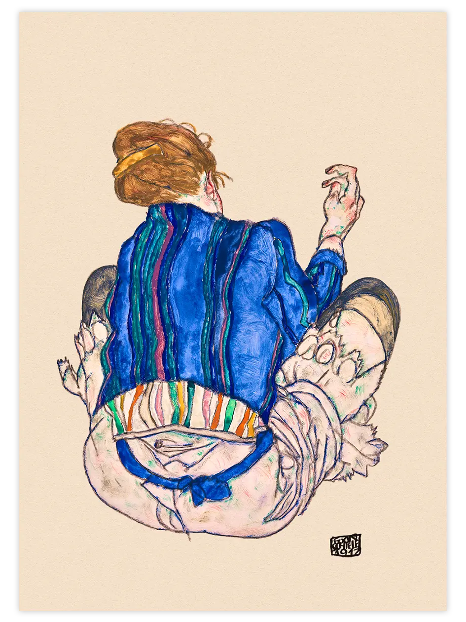 Egon Schiele Seated Woman Back View - Art Print