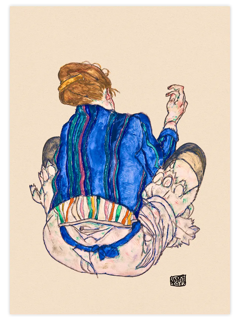 Egon Schiele Seated Woman Back View - Art Print Ünlü Ressamlar Poster
