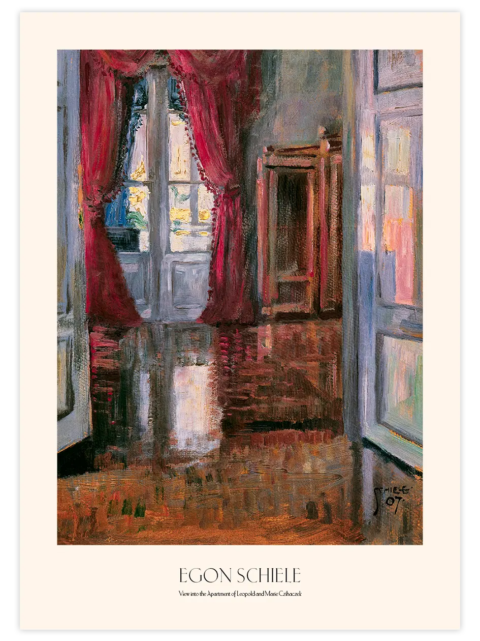 Egon Schiele View into the Apartment of Leopold and Marie Czihaczek - Art Print Ünlü Ressamlar Poster