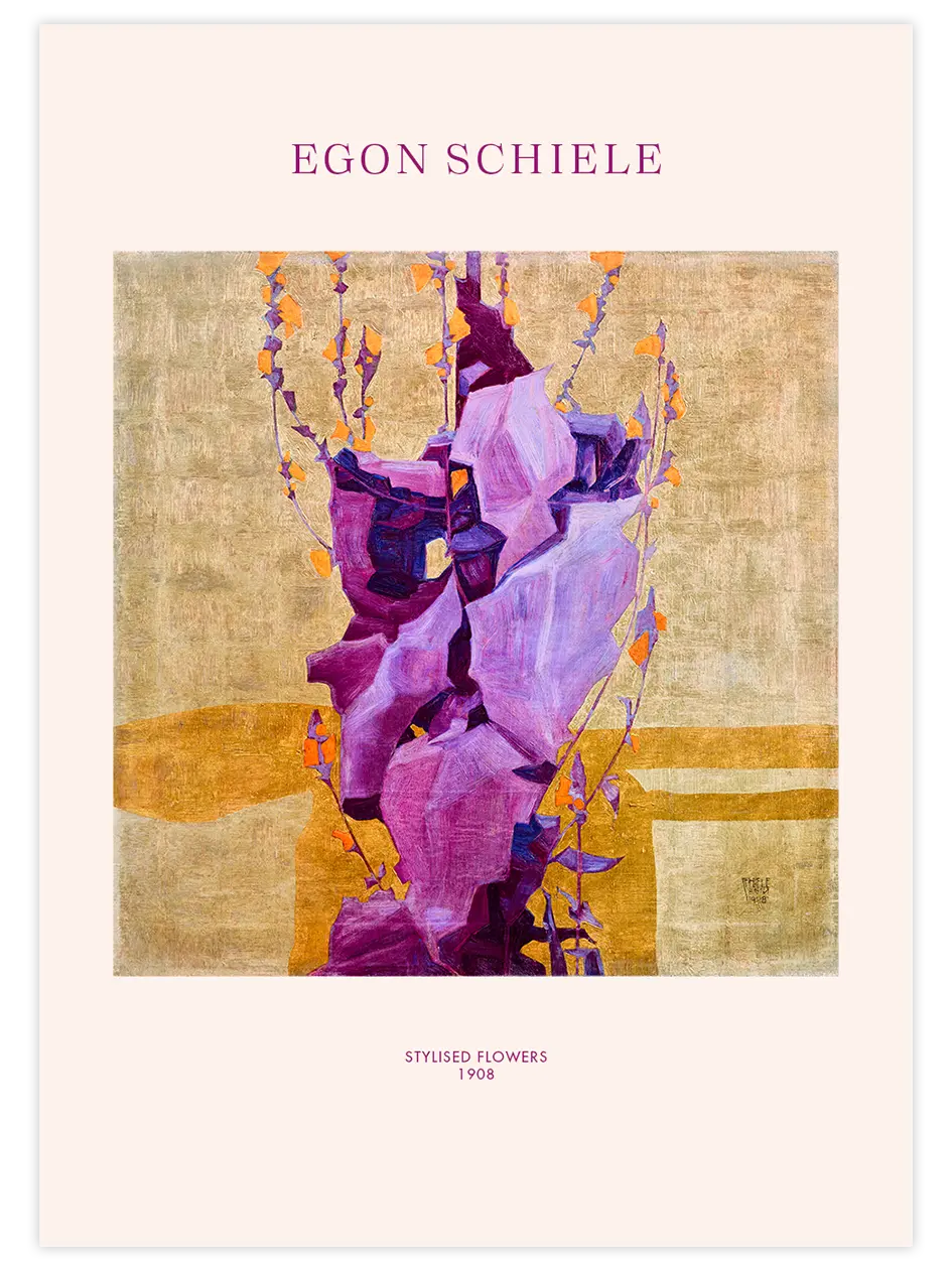 Egon Schiele Stylised Flowers - Art Print Ünlü Ressamlar Poster