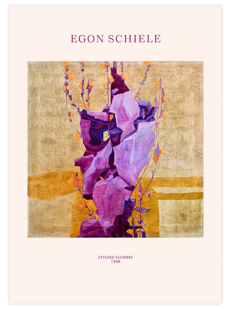 Egon Schiele Stylised Flowers - Art Print Ünlü Ressamlar Poster