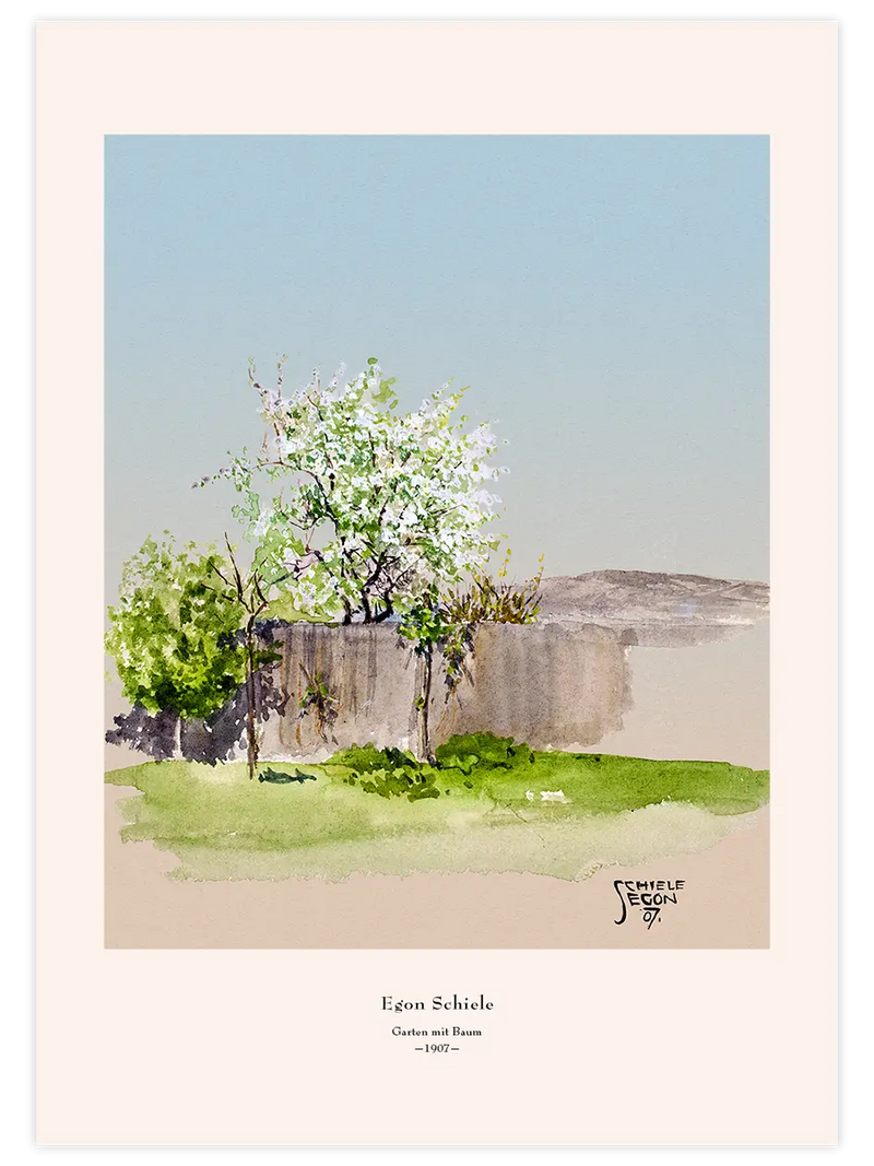 Egon Schiele Ağaçlı Bahçe - Art Print Ünlü Ressamlar Poster