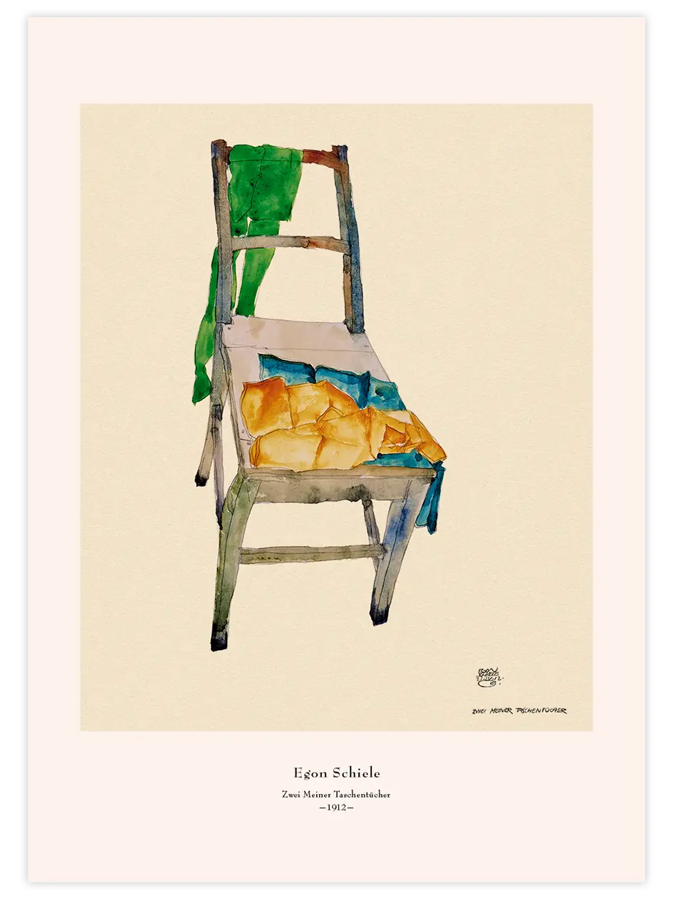 Egon Schiele Two Men's Handkerchiefs - Art Print Ünlü Ressamlar Poster