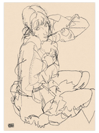 Egon Schiele Sitting Woman Sketch - Art Print