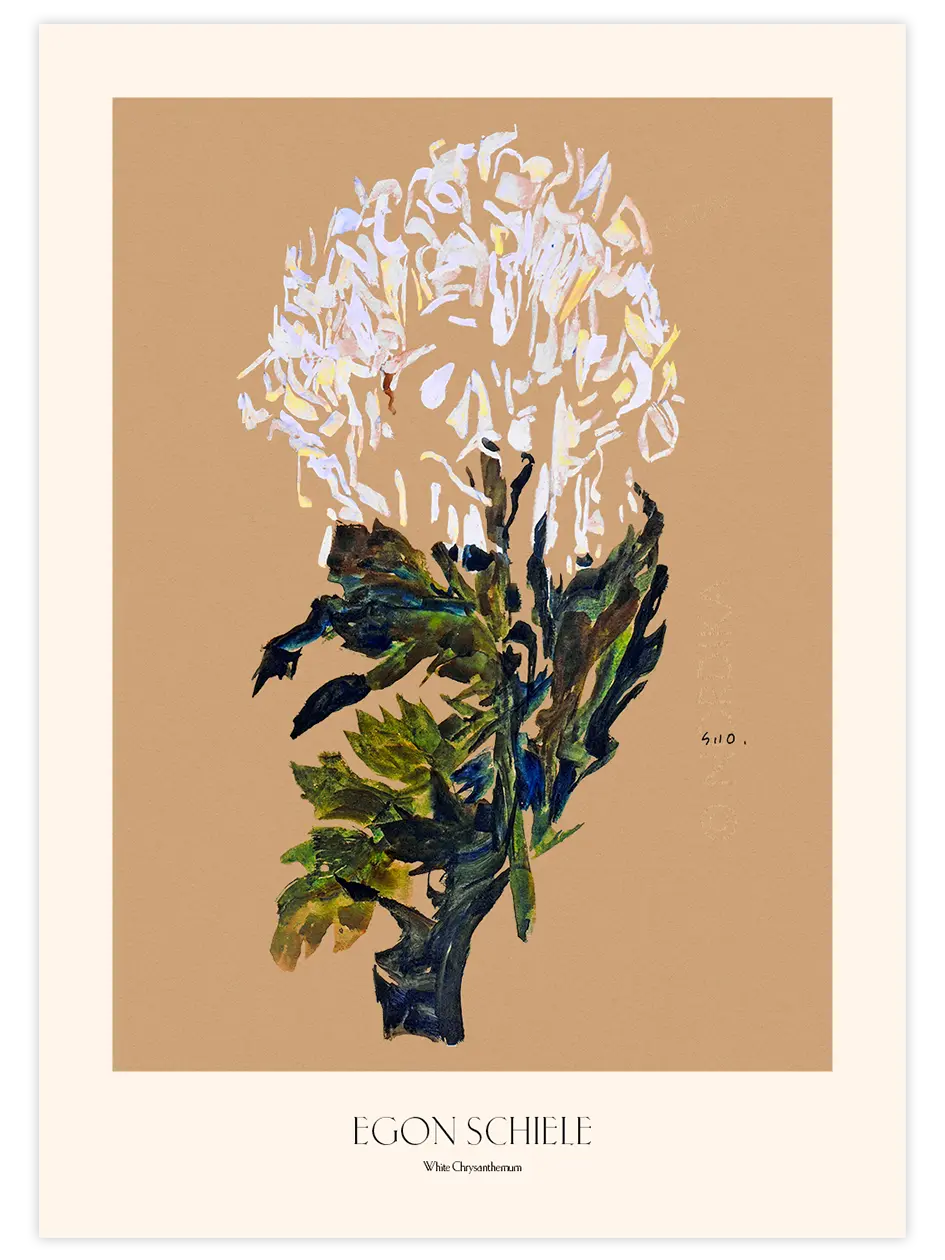Egon Schiele White Chrysanthemum - Art Print