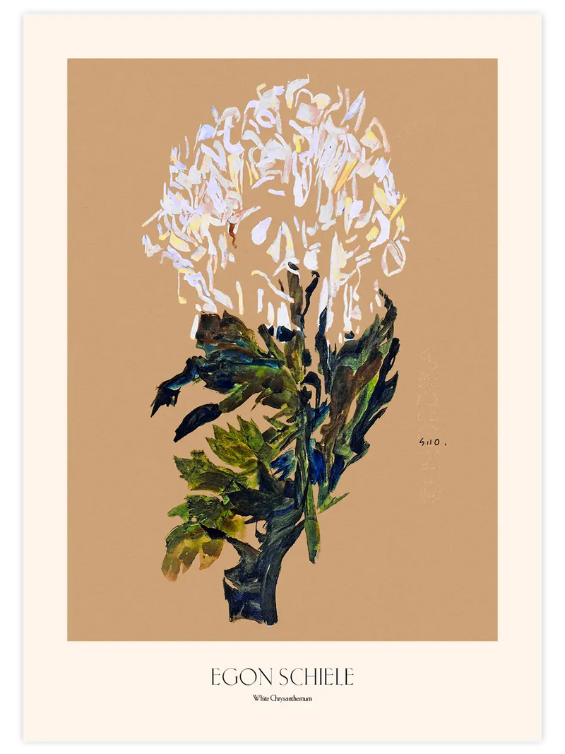 Egon Schiele White Chrysanthemum - Art Print Ünlü Ressamlar Poster
