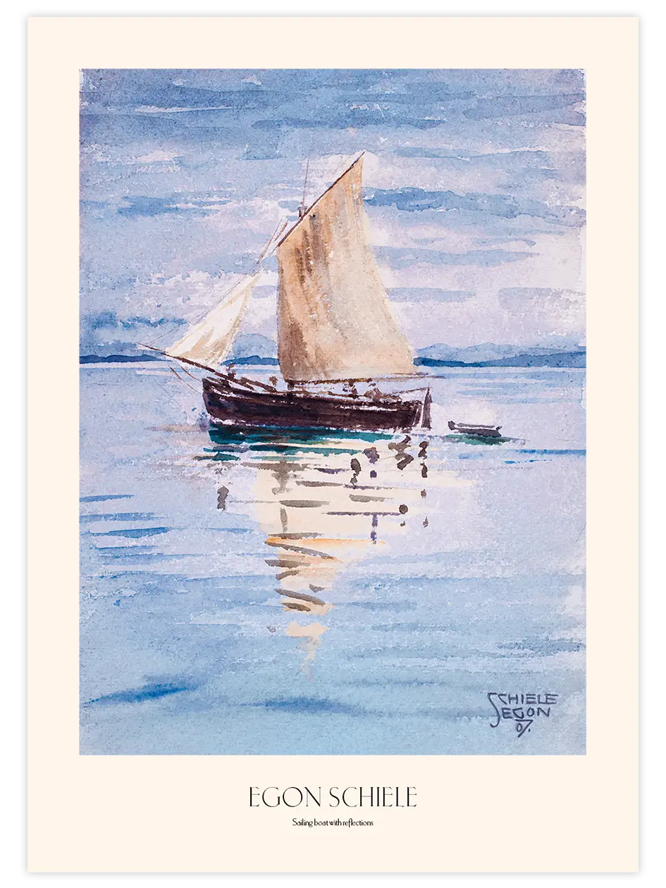 Egon Schiele Sailing Boat with Reflections - Art Print