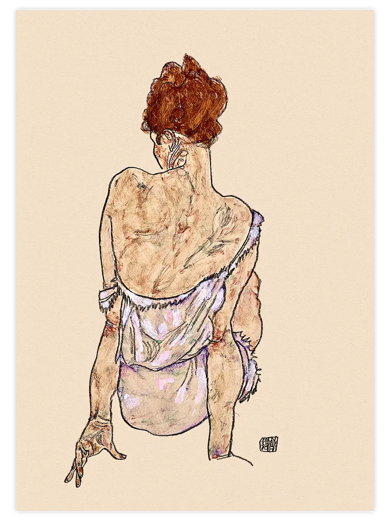 Egon Schiele Seated Woman in Underwear - Art Print Ünlü Ressamlar Poster
