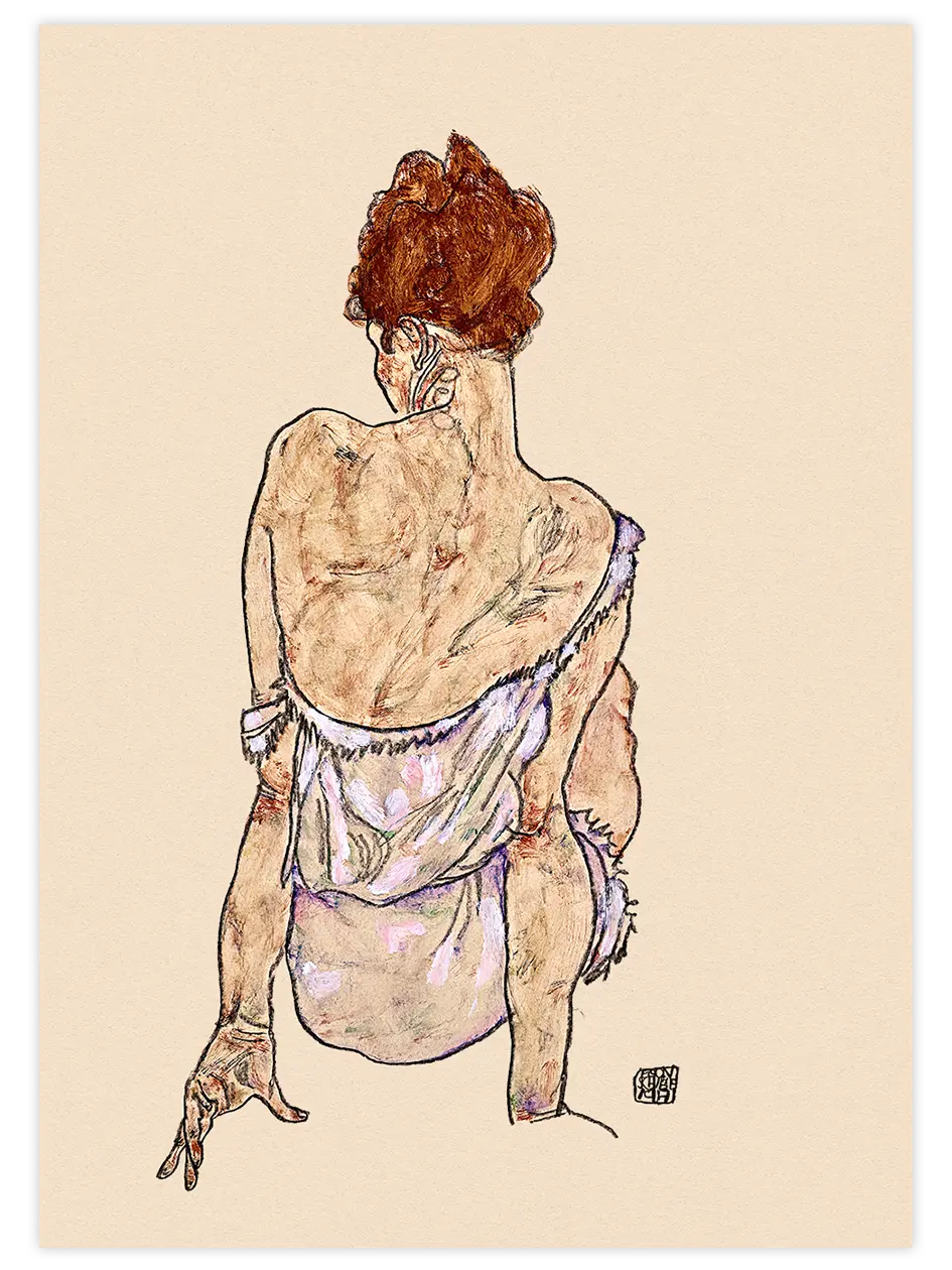 Egon Schiele Seated Woman in Underwear - Art Print Ürün ana görseli