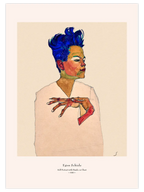 Egon Schiele Self Portrait with Hands on Chest - Art Print