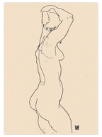 Egon Schiele Naked Woman Backview. Standing Nude, Facing Right - Art Print