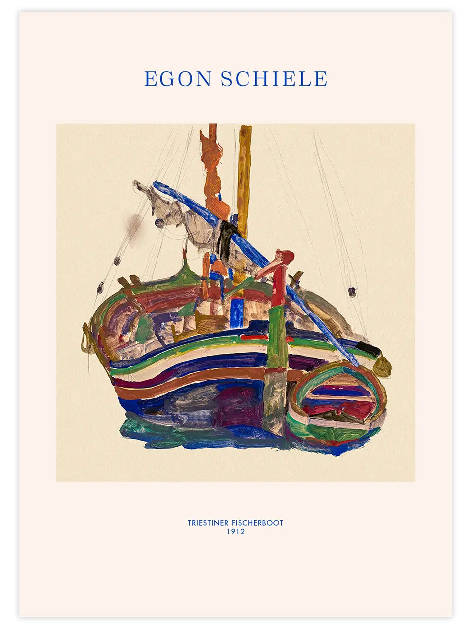 Egon Schiele Trieste Fishing Boat - Art Print