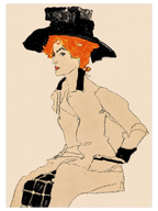 Egon Schiele Portrait of a Woman with a Hat - Art Print