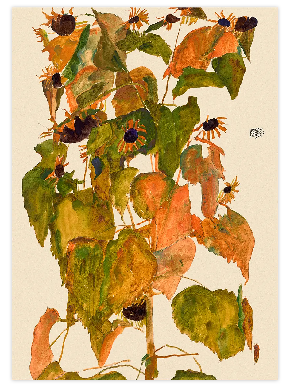 Egon Schiele Sunflowers - Art Print Ürün ana görseli