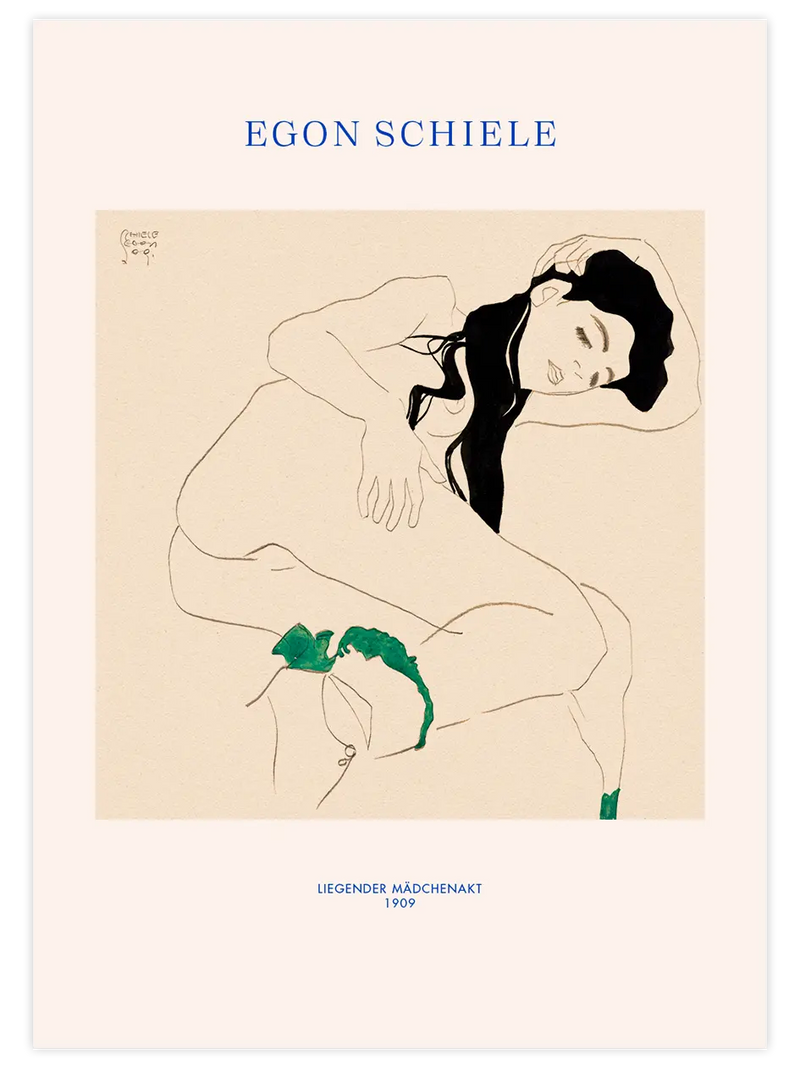 Egon Schiele Reclining Nude Girl - Art Print Ünlü Ressamlar Poster