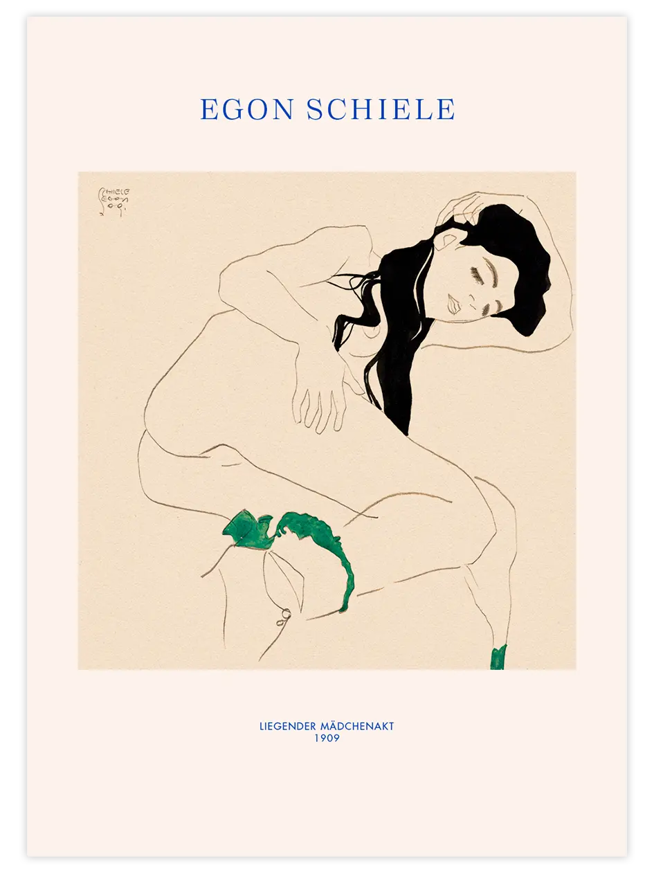 Egon Schiele Reclining Nude Girl - Art Print Ürün ana görseli