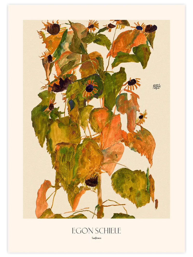 Egon Schiele Sunflowers - Art Print Ünlü Ressamlar Poster