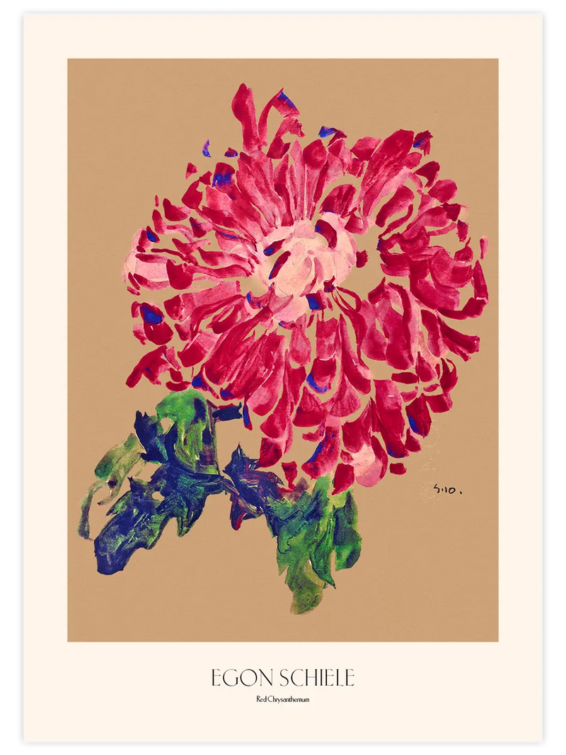 Egon Schiele Red Chrysanthemum - Art Print Ünlü Ressamlar Poster