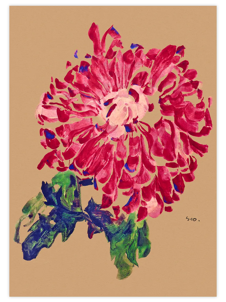 Egon Schiele Red Chrysanthemum - Art Print