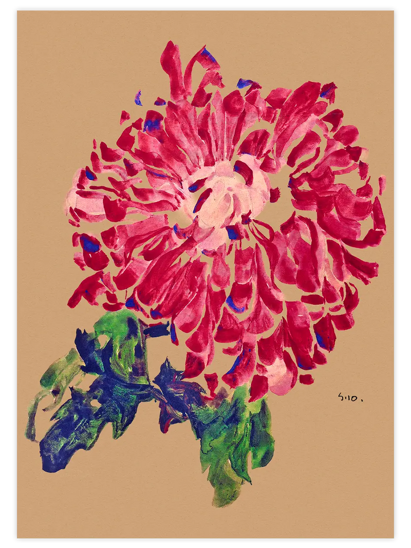 Egon Schiele Red Chrysanthemum - Art Print Ünlü Ressamlar Poster