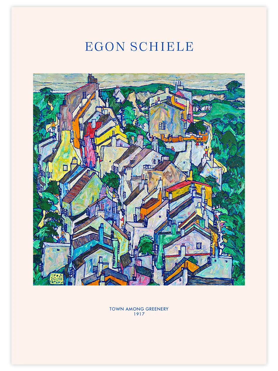 Egon Schiele Town Among Greenery - Art Print Ünlü Ressamlar Poster