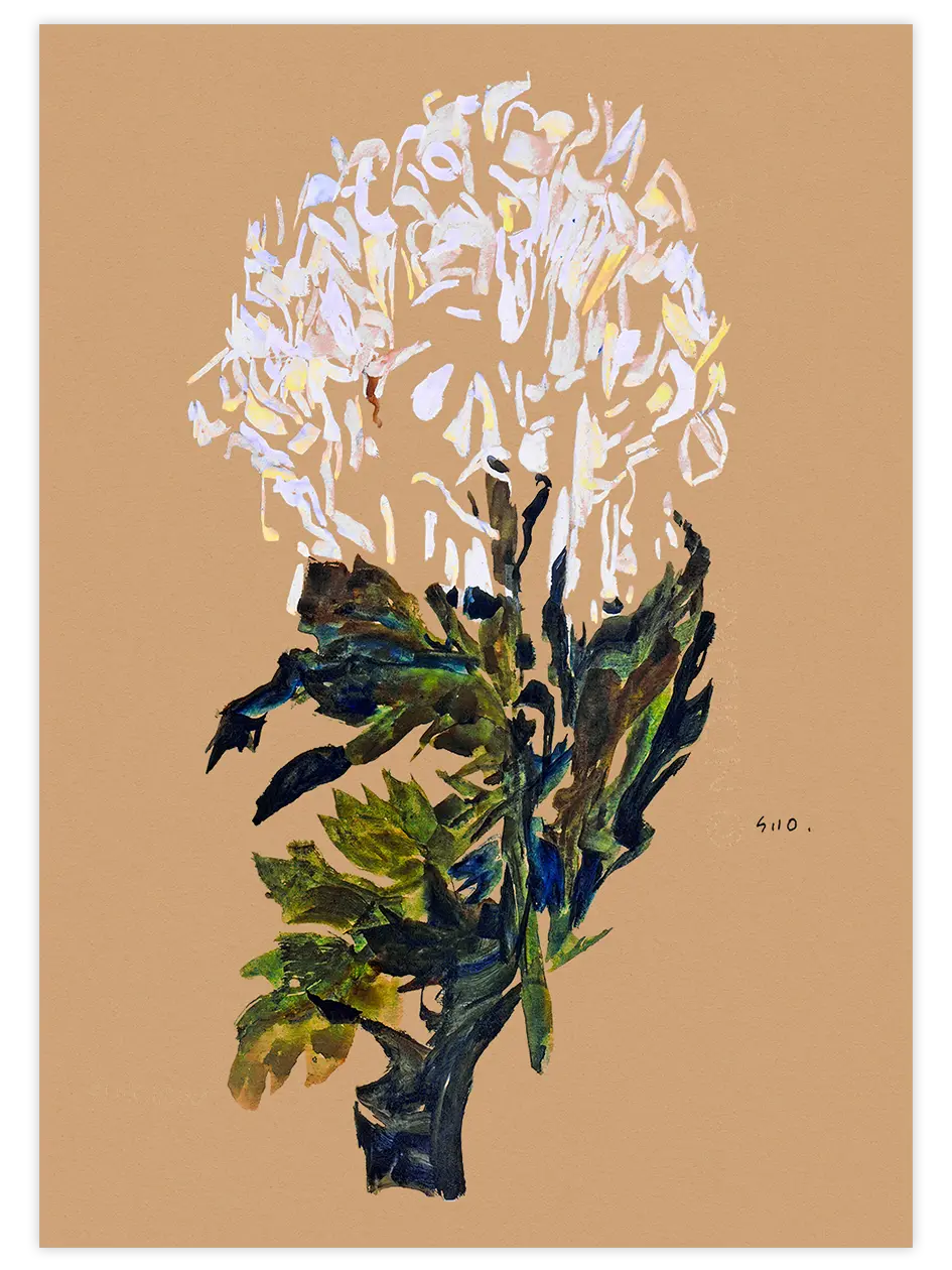 Egon Schiele White Chrysanthemum - Art Print