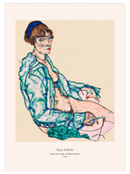 Egon Schiele Sitting Semi-Nude with Blue Hairband - Art Print