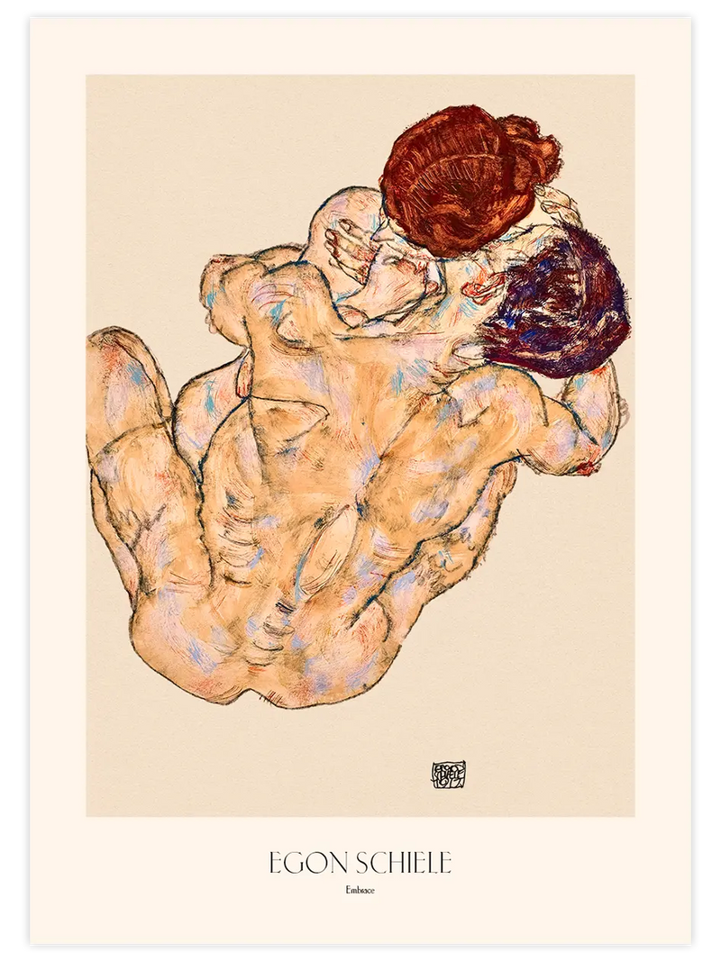 Egon Schiele Erkek ve Kadın, Sarılma - Art Print Ünlü Ressamlar Poster
