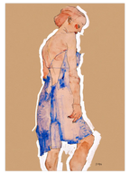 Egon Schiele Standing Girl in Blue Dress - Art Print