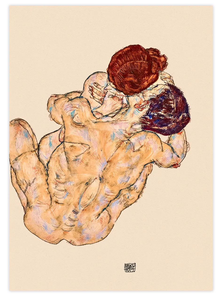 Egon Schiele Man and Woman, Hug - Art Print