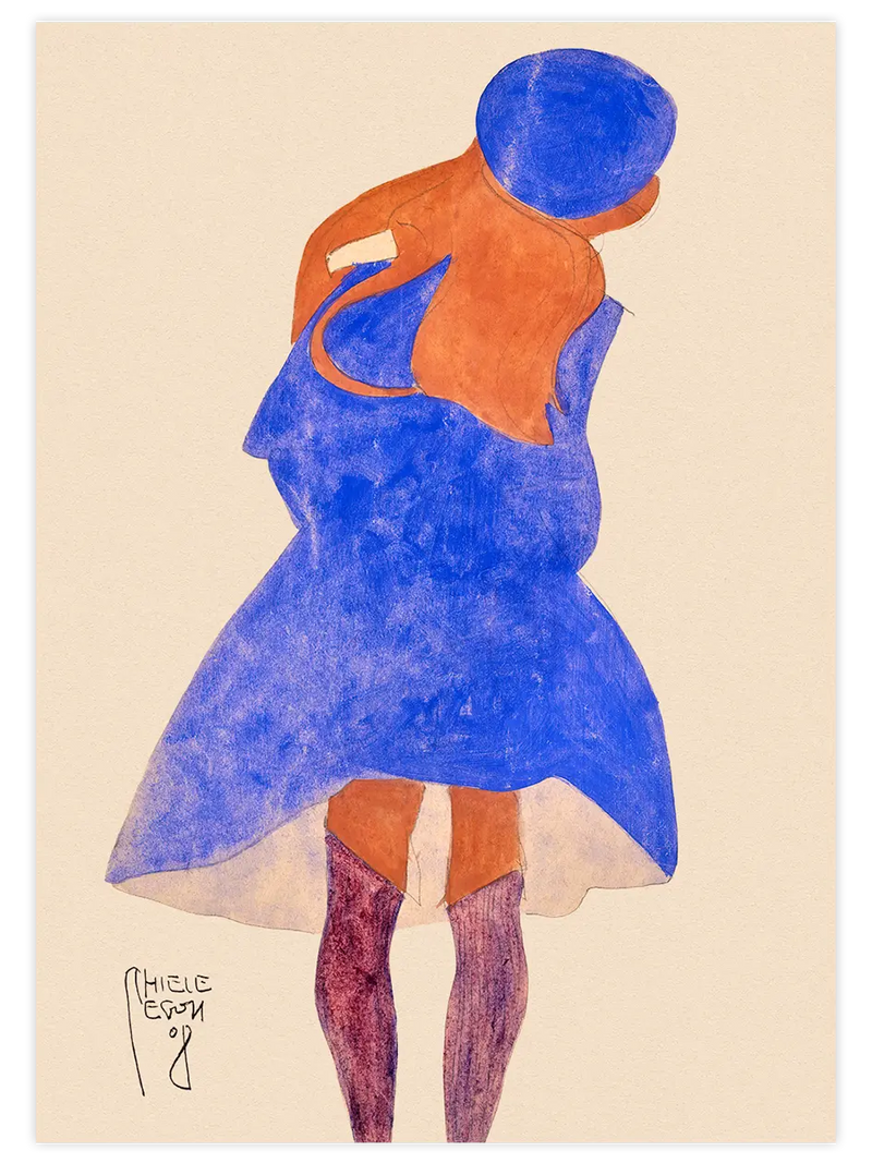 Egon Schiele Standing Girl, Back View - Art Print Ünlü Ressamlar Poster