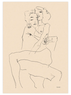 Egon Schiele Couple Embracing - Art Print