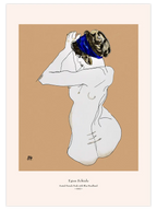 Egon Schiele Seated Female Nude with Blue Headband - Art Print