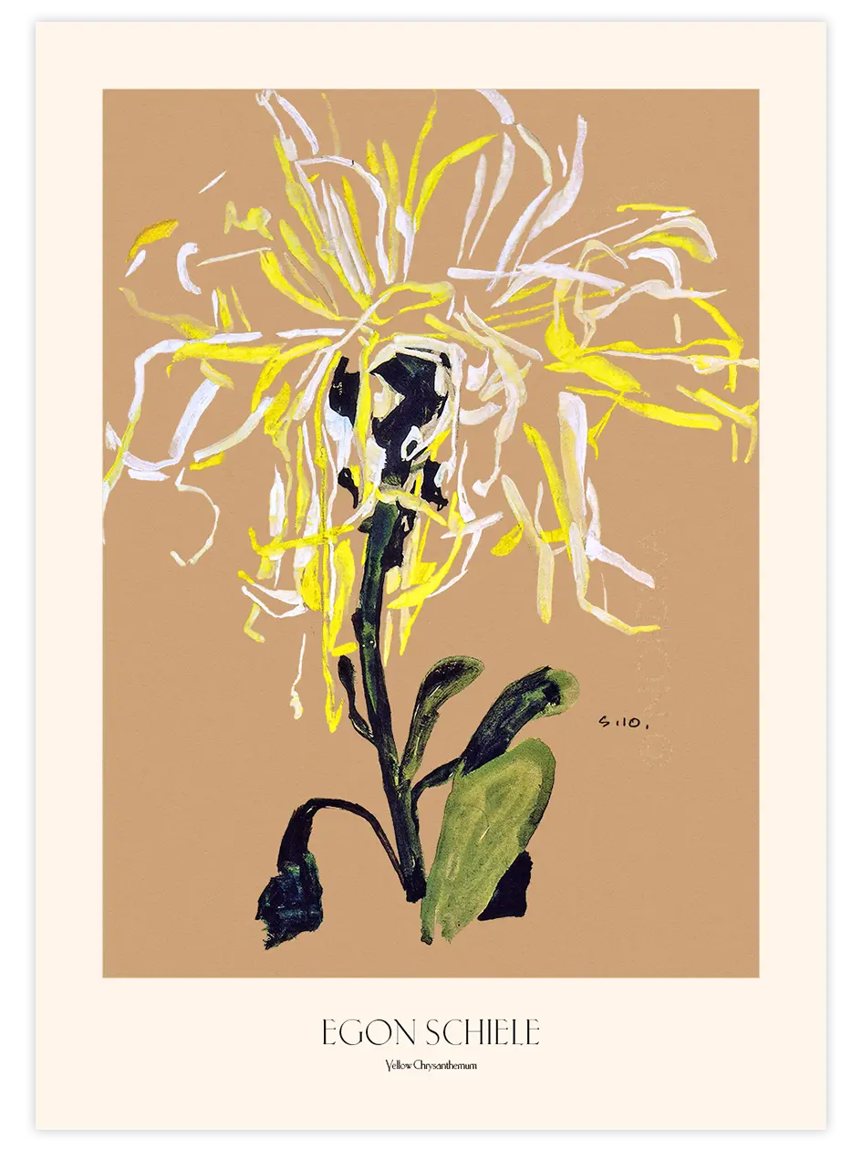 Egon Schiele Yellow Chrysanthemum - Art Print