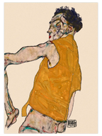 Egon Schiele Sarı Yelekli Otoportre - Art Print