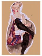 Egon Schiele Girl with Crossed Legs - Art Print