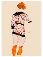 Egon Schiele Standing Woman in a Patterned Blouse - Art Print