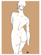 Egon Schiele Nude, Back View - Art Print