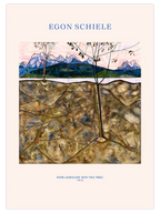 Egon Schiele River Landscape with Two Trees - Art Print