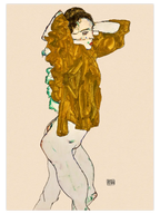 Egon Schiele Girl Undressing- Art Print