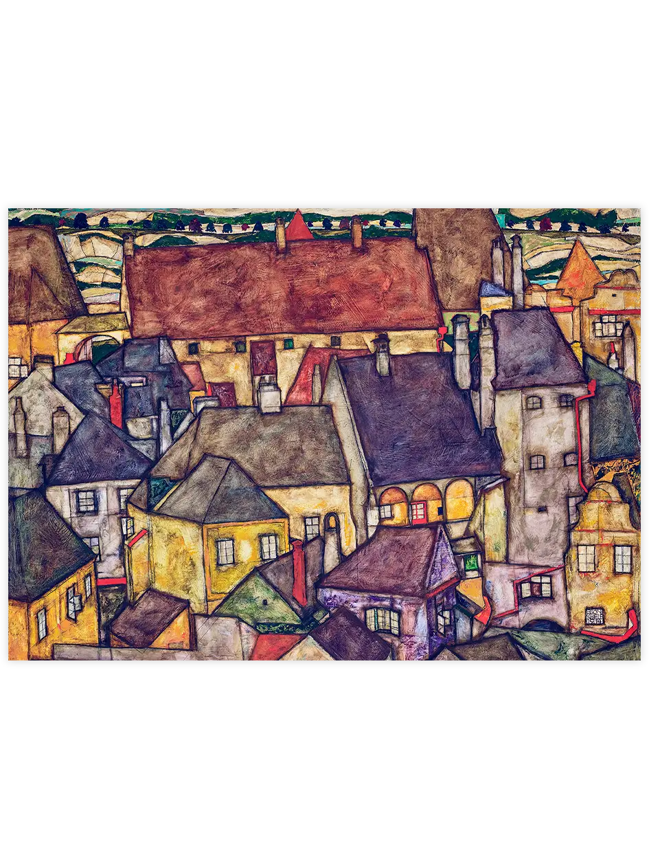 Egon Schiele Sarı Şehir - Art Print Ünlü Ressamlar Poster