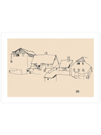 Egon Schiele Houses in Krumau Sketch - Art Print