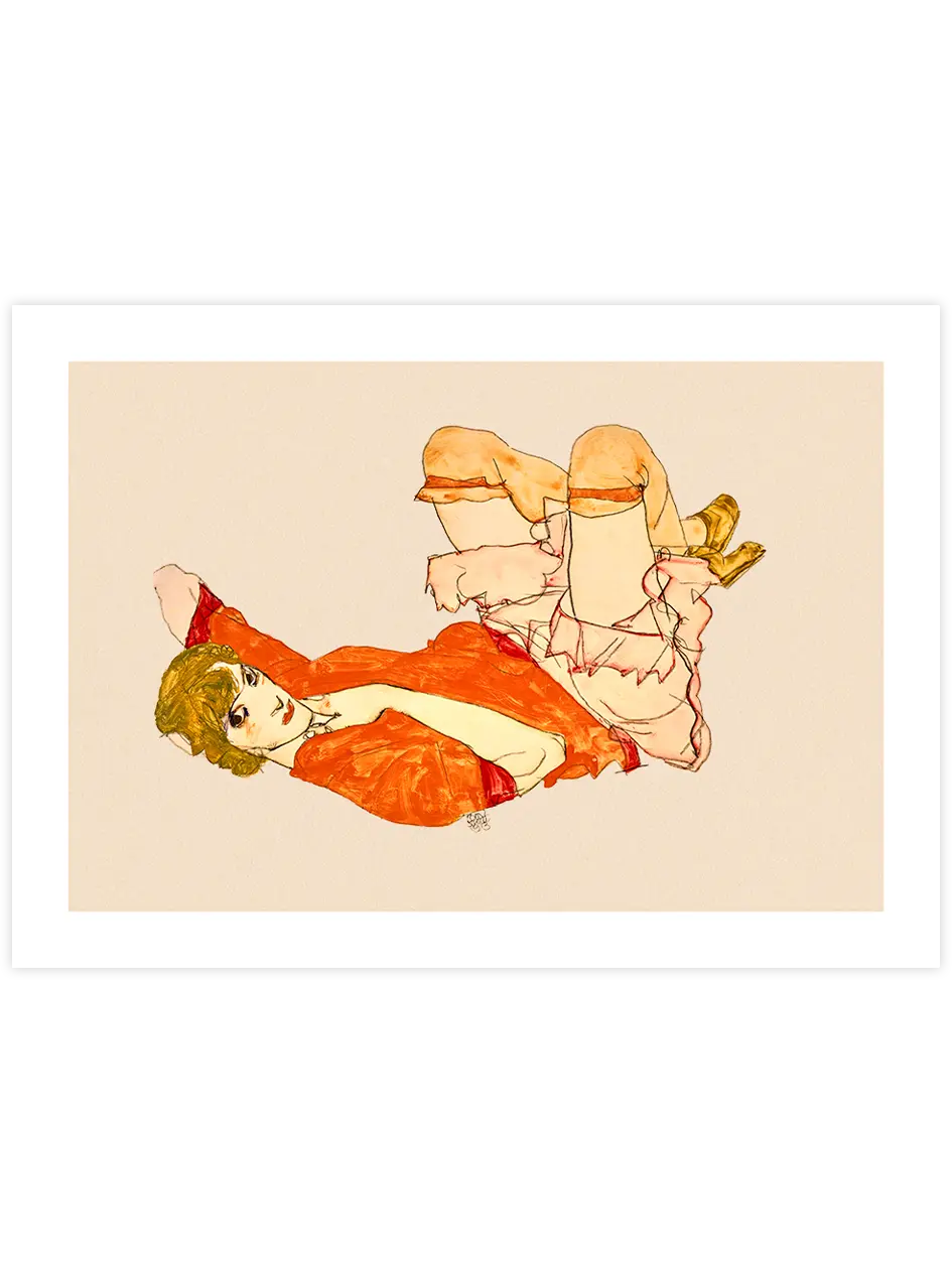 Egon Schiele Wally with a Red Blouse - Art Print Ünlü Ressamlar Poster